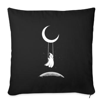 Ghost On Moon Swing Halloween - Sofa pillowcase 17,3'' x 17,3'' (45 x 45 cm) - black - Front