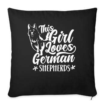 This girl loves German Shepherd Dog - Sofa pillowcase 17,3'' x 17,3'' (45 x 45 cm) - black - Front