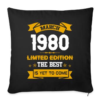 März 1980 Geburtstagsgeschenk - Sofakissenbezug 45 x 45 cm - Schwarz - Vorne