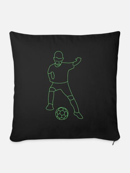 Fußball Junge gezeichnet - Sofakissenbezug 45 x 45 cm - Schwarz