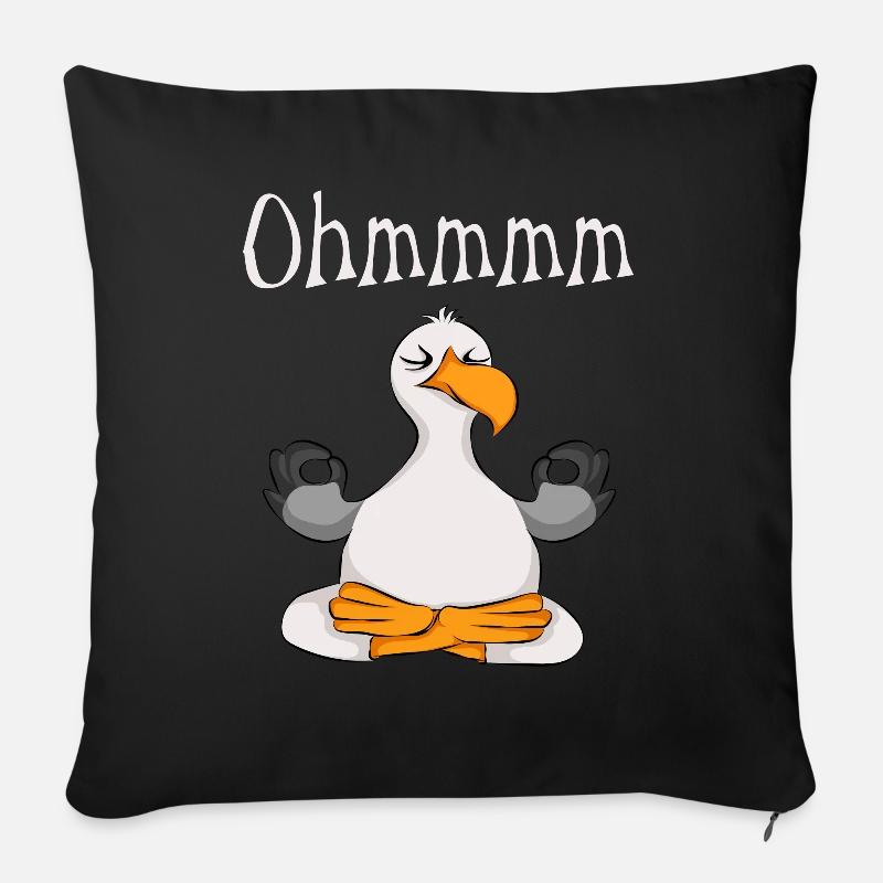 Lustige Yoga Möwe Ohmmmm - Sofakissenbezug 45 x 45 cm - Schwarz