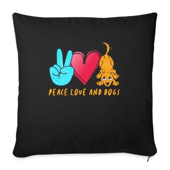 Peace Love Dogs Peace Sign Dog - Housse de coussin décorative 45 x 45 cm - noir - Devant