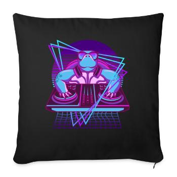 Techno Schildkröte Vaporwave DJ Schildkröte - Sofakissenbezug 45 x 45 cm - Schwarz - Vorne