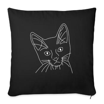 Cat cat face drawn - Sofa pillowcase 17,3'' x 17,3'' (45 x 45 cm) - black - Front