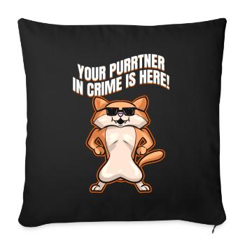 Cool Cat With Sun Glasses On Purrsday - Sofa pillowcase 17,3'' x 17,3'' (45 x 45 cm) - black - Front