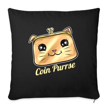 Cat Wallet Coin Purrse On Purrsday - Sofa pillowcase 17,3'' x 17,3'' (45 x 45 cm) - black - Front