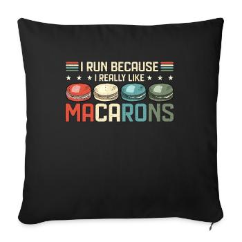 Macaron que je cours parce que j’aime vraiment cuisiner des bonbons - Housse de coussin décorative 45 x 45 cm - noir - Devant
