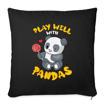 Play well with other wildlife animal panda - Sofa pillowcase 17,3'' x 17,3'' (45 x 45 cm) - black - Front