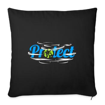 Logo Protect Earth With Clouds For Earth Day - Sofa pillowcase 17,3'' x 17,3'' (45 x 45 cm) - black - Front