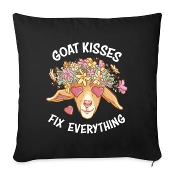 Spreading Love Laughter Goat Kisses Fix Everything - Sofakissenbezug 45 x 45 cm - Schwarz - Vorne