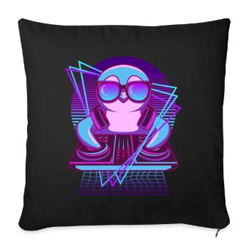 Vaporwave Penguin DJ Desk Penguin - Housse de coussin décorative 45 x 45 cm - noir - Devant