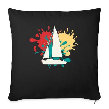 Sailing Boat Silhouette - Sofa pillowcase 17,3'' x 17,3'' (45 x 45 cm) - black - Front
