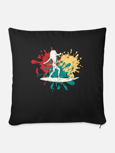Surferin Silhouette - Sofakissenbezug 45 x 45 cm - Schwarz