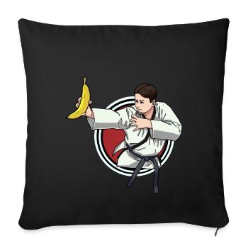 Fruits Fruits Banane Karaté Fighter Judo Enfant - Housse de coussin décorative 45 x 45 cm - noir - Devant