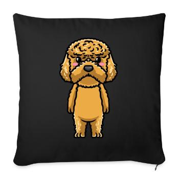 Kawaii Cockapoo Dog Emoticon - Housse de coussin décorative 45 x 45 cm - noir - Devant
