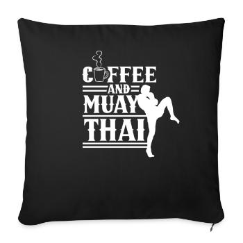Combat de combattant d’arts martiaux de café et de Muay Thai - Housse de coussin décorative 45 x 45 cm - noir - Devant