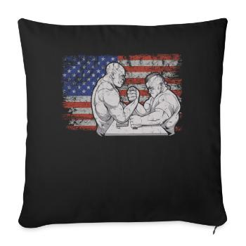 Armwrestling Retro USA Flag 4 juillet - Housse de coussin décorative 45 x 45 cm - noir - Devant