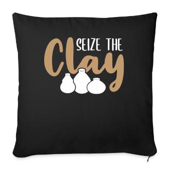 Saisir l’argile - Housse de coussin décorative 45 x 45 cm - noir - Devant
