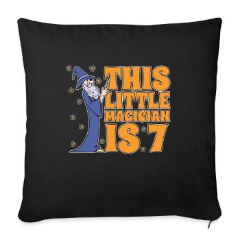 Anniversaire de magicien pour les garçons 7ème anniversaire magique - Housse de coussin décorative 45 x 45 cm - noir - Devant