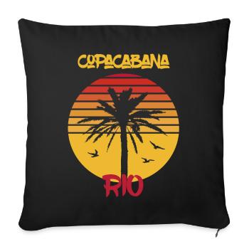 Rio Surfing Copacabana Palme Ferien Strand Ozean - Sofakissenbezug 45 x 45 cm - Schwarz - Vorne