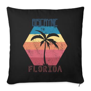 Vacances en famille Floride Biscayne Palm Tree Beach Oc - Housse de coussin décorative 45 x 45 cm - noir - Devant
