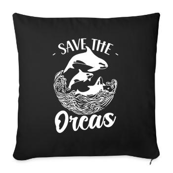 Save the Orcas Protect Sea Whale Orca - Sofa pillowcase 17,3'' x 17,3'' (45 x 45 cm) - black - Front