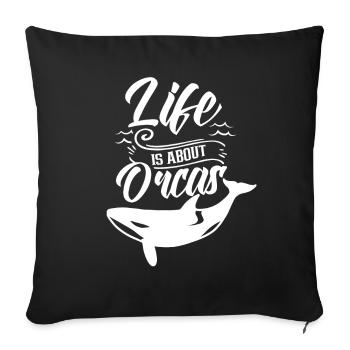 La vie est une question d’orques Orque Orque protéger la mer - Housse de coussin décorative 45 x 45 cm - noir - Devant