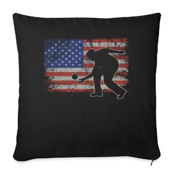 Boccia Retro USA Flag Boules 4 juillet Boccia - Housse de coussin décorative 45 x 45 cm - noir - Devant