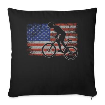 Cycling Retro USA Flag 4th of July - Sofa pillowcase 17,3'' x 17,3'' (45 x 45 cm) - black - Front