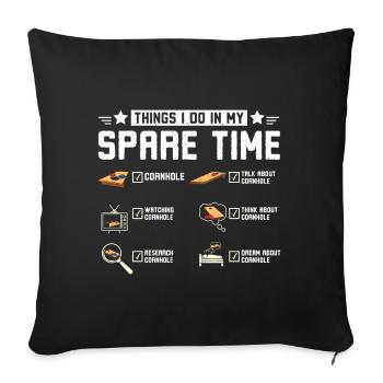 Do things in my spare time, play cornhole - Sofa pillowcase 17,3'' x 17,3'' (45 x 45 cm) - black - Front