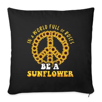 Hippie Peace Groovy Flowerpower Boho Woodstock - Housse de coussin décorative 45 x 45 cm - noir - Devant