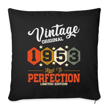 Vintage 1953 vintage anniversaire rétro cadeau - Housse de coussin décorative 45 x 45 cm - noir - Devant