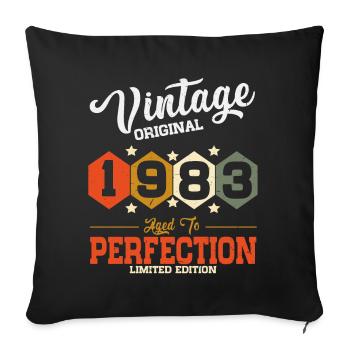 Vintage 1983 vintage anniversaire rétro cadeau - Housse de coussin décorative 45 x 45 cm - noir - Devant