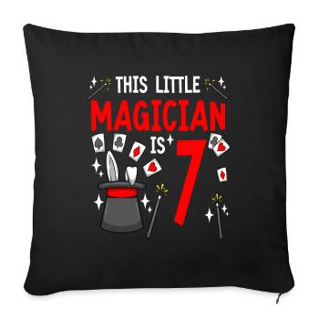 Anniversaire de magicien pour les garçons 7ème anniversaire magique - Housse de coussin décorative 45 x 45 cm - noir - Devant