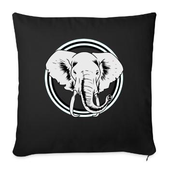 Eléphant Afrique Eléphants Faune Zoo Pachydermes - Housse de coussin décorative 45 x 45 cm - noir - Devant