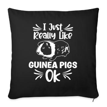 J’aime vraiment les cochons d’Inde ok - Housse de coussin décorative 45 x 45 cm - noir - Devant