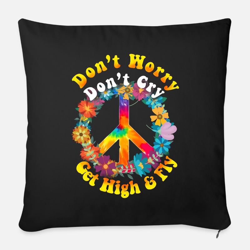 Hippie - Sofakissenbezug 45 x 45 cm - Schwarz