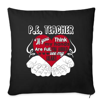 PE Teacher PE Teacher Full Heart - Sofa pillowcase 17,3'' x 17,3'' (45 x 45 cm) - black - Front