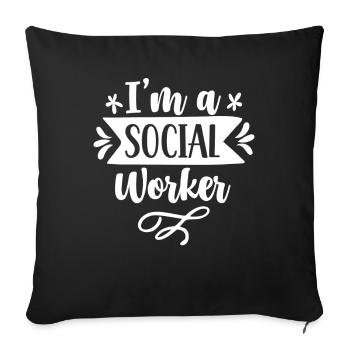 Je suis un travailleur social qui forme un travailleur social - Housse de coussin décorative 45 x 45 cm - noir - Devant