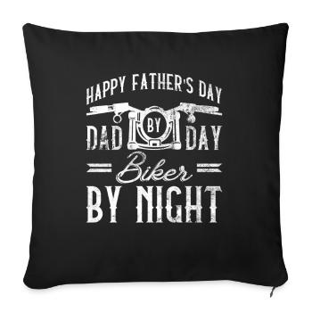 Motocycliste motard Papa drôle fête des pères - Housse de coussin décorative 45 x 45 cm - noir - Devant