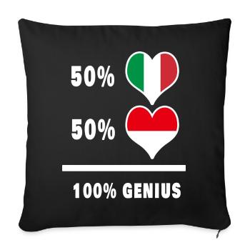 Indonesien und Italien flaggen 100% genial - Sofakissenbezug 45 x 45 cm - Schwarz - Vorne