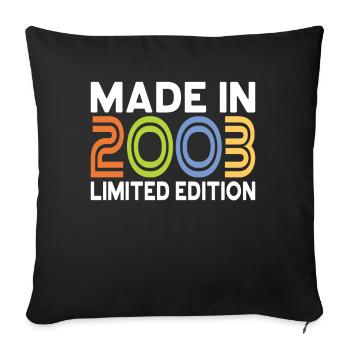 20e anniversaire Né en 2003 Fabriqué en 2003 - Housse de coussin décorative 45 x 45 cm - noir - Devant