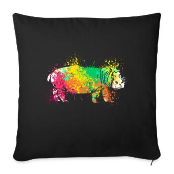 Splash Art Flusspferd Nilpferd Hippo - Housse de coussin décorative 45 x 45 cm - noir - Devant