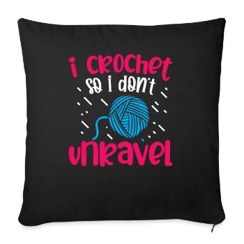 i crochet so i don't unravel - Sofa pillowcase 17,3'' x 17,3'' (45 x 45 cm) - black - Front