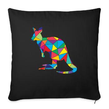 Low Poly Kangaroo Geometry Kangaroo - Sofa pillowcase 17,3'' x 17,3'' (45 x 45 cm) - black - Front