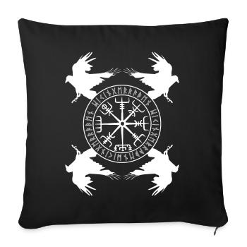 Vegvisir Raven Odhin Valhalla Vikings - Sofa pillowcase 17,3'' x 17,3'' (45 x 45 cm) - black - Front