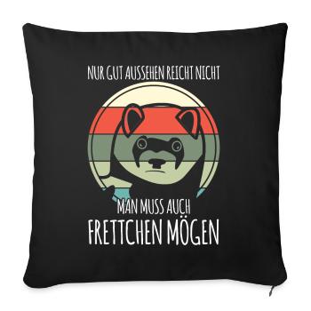 Frettchen - Sofakissenbezug 45 x 45 cm - Schwarz - Vorne