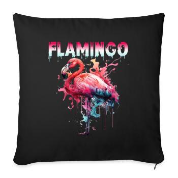 Flamingo Color Splash für einen Flamingo Fan - Sofakissenbezug 45 x 45 cm - Schwarz - Vorne