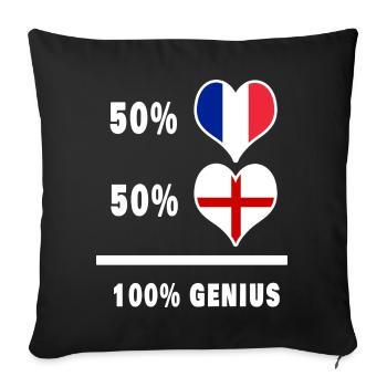 Angleterre et France Drapeaux 100% géniaux - Housse de coussin décorative 45 x 45 cm - noir - Devant