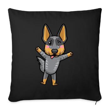 Australian Cattle Dog Blue Heeler Kawaii Emoticon - Sofa pillowcase 17,3'' x 17,3'' (45 x 45 cm) - black - Front